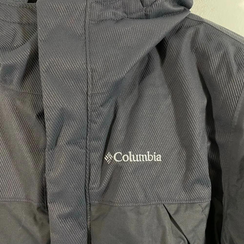 Columbia Youth Grey Omni-Tech Omni Heat Waterproof Breathable Hooded Jacket Sz L